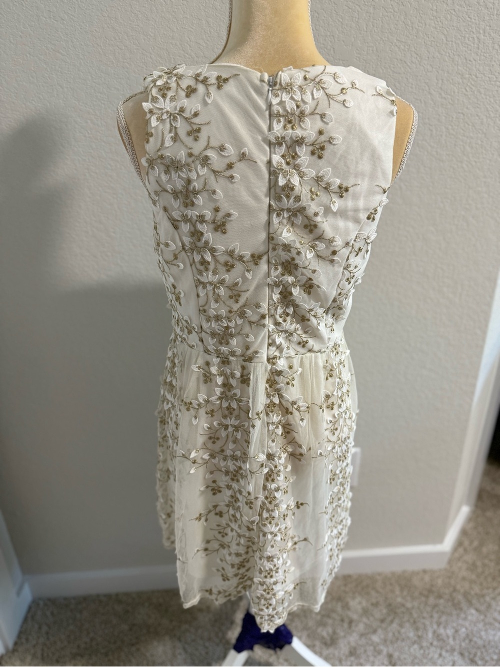 Altar'd State Ivory Dress with Gold Floral Embroidery - Picture 9 of 12